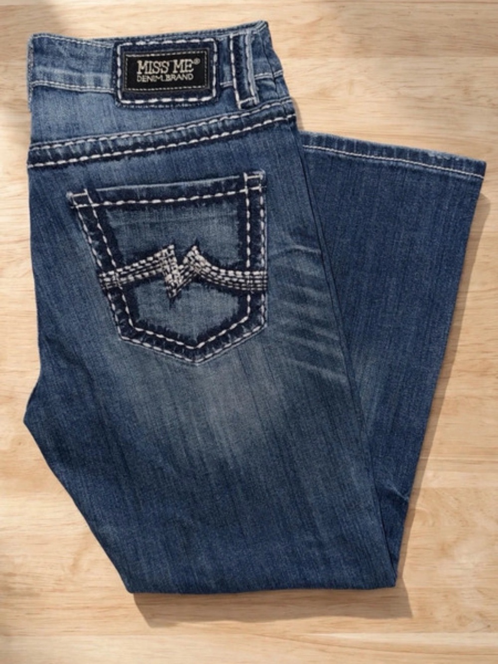 Miss Me Women's Blue Denim Jeans - Classic Embroidered Pocket